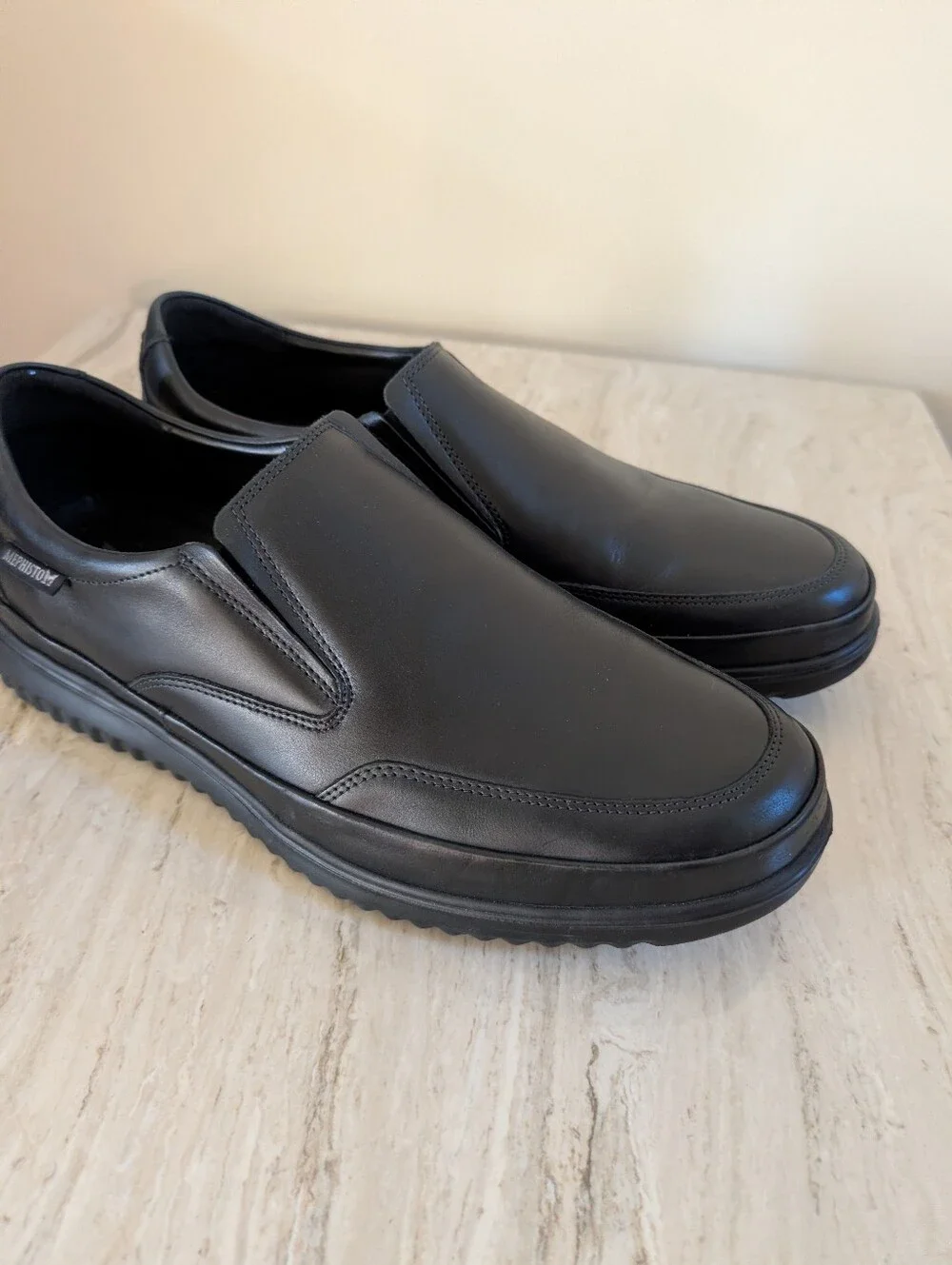 Mephisto Twain Black Leather Slip-on Comfort Shoes, Men's Sz 10